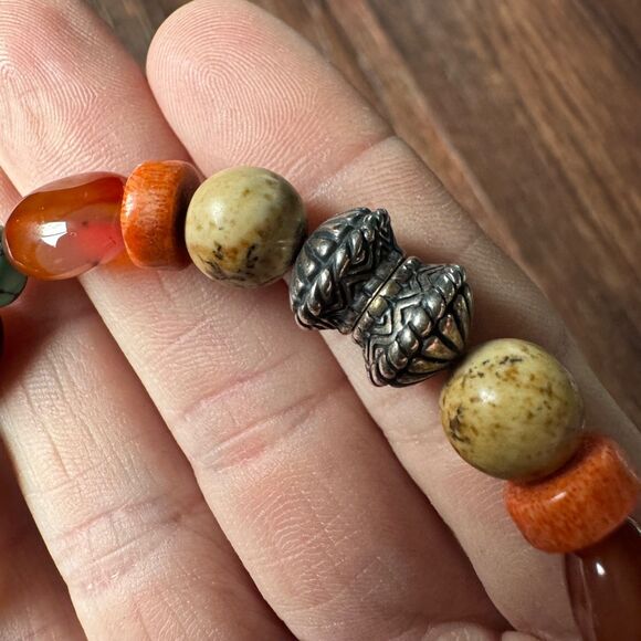 Vintage CAROLYN POLLACK Beaded Multi Gemstone Bracelet Sterling Silver Turquoise - Picture 10 of 12